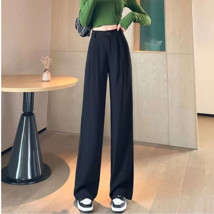White Suit Pants Women'S High Waist Drape Straight Pants 2023 New Small Narrow Version Slim Wide Leg Pants - Image 1