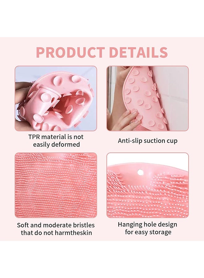 2 PCS Silicone Bath Massage Pad, Foot & Back Brush Shower Scrubber, Wall Mounted Body Back Scrubber with Non-Slip Suction Cups, Deep Cleansing Body Skin,Pink+Blue - Image 3