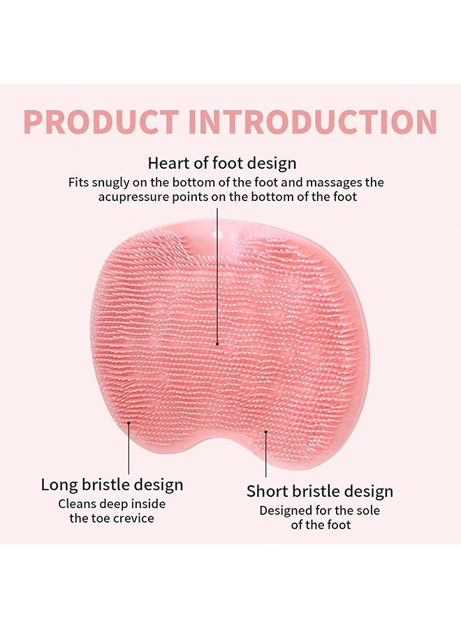 2 PCS Silicone Bath Massage Pad, Foot & Back Brush Shower Scrubber, Wall Mounted Body Back Scrubber with Non-Slip Suction Cups, Deep Cleansing Body Skin,Pink+Blue - Image 4