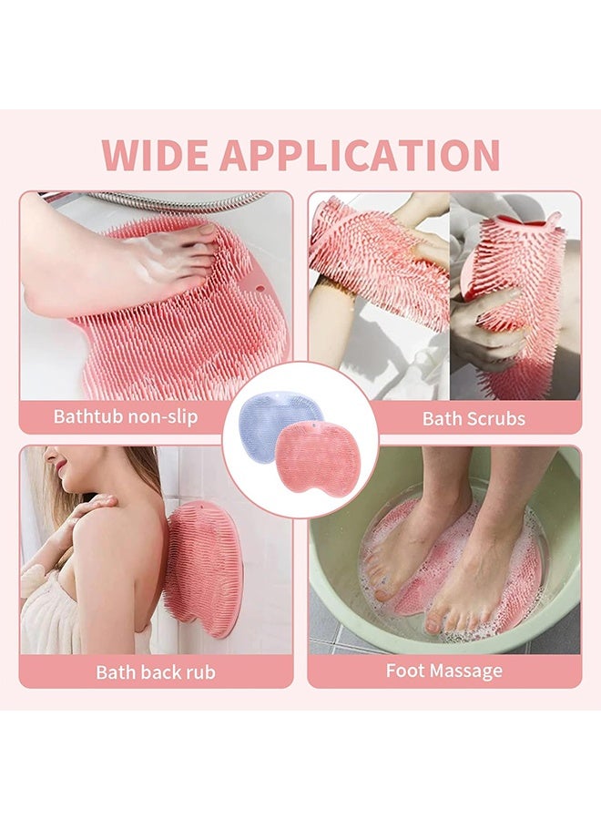 2 PCS Silicone Bath Massage Pad, Foot & Back Brush Shower Scrubber, Wall Mounted Body Back Scrubber with Non-Slip Suction Cups, Deep Cleansing Body Skin,Pink+Blue - Image 5