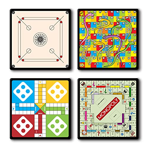 Yey Tea Coaster Set Classic Board Games Printed, MDF Wood Material Coasters for Home and Kitchen, Office Table, Dining Table, Home Decor (3.5x3.5 inches, Set of 4) - Image 1
