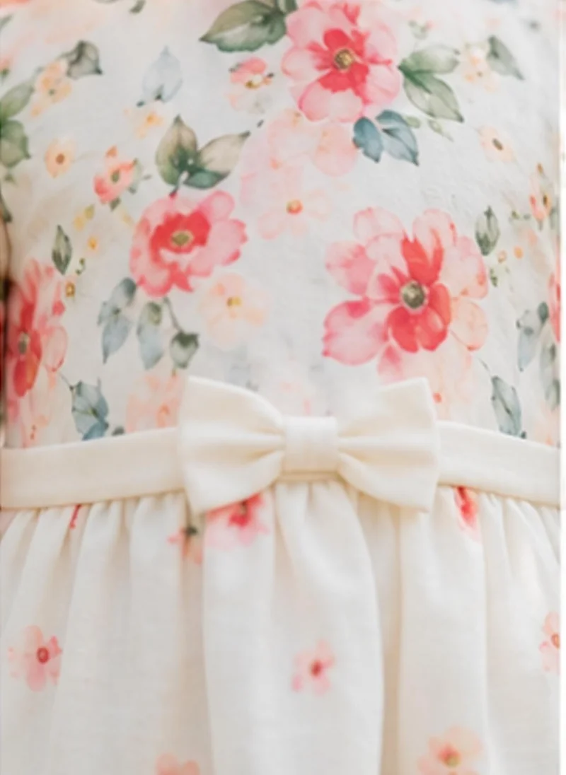 Artemea Artemea Baby Girls Floral Print Premium Linen dress