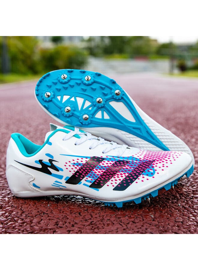 Double Star Eight Double Star Spike Shoes, Track And Field Shoes, Middle And Short-distance Running Shoes, For Men And Women Students, Middle School Entrance Exam, Physical Test, Level 3 Long Jump Compeion, Specialized Running Training Shoes, 95026, 026 Leather Surface-white And Blue - Image 5