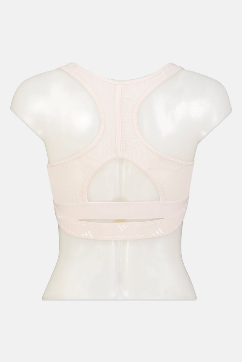 Adidas Women Sportswear Fit Brand Logo Training Bra, Light Pink - Image 3
