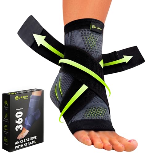 GARNO Ankle Brace – Compression Foot Sleeve with Adjustable Straps for Men & Women, Plantar Fasciitis & Achilles Support, Heel & Arch Pain Relief, Swelling & Injury Recovery, Protection for Sports, Running & Basketball (One Size Fits Most, Black) - Image 4