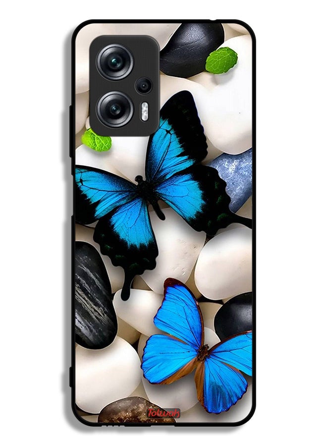 Tolwak Xiaomi Redmi Note 11T Pro Plus 5G Protective Case Cover Butterflies On Stones - Image 2