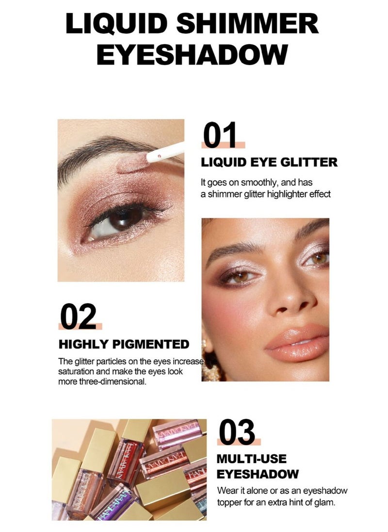 Handaiyan Liquid Eyeshadow Glitter Ultra-shiny shimmer Long Lasting Quick Drying Easy to Apply Loose Bling Glitter Diamond Pigmented Glue for Eye Crystals Makeup  - Image 4