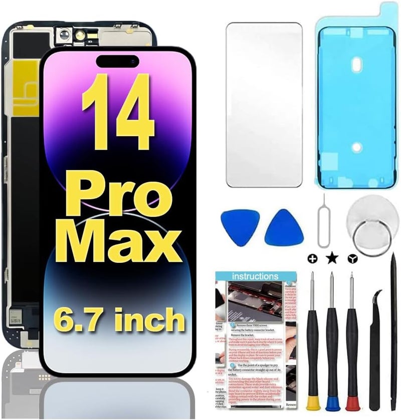 Fixerman Store for iPhone 14 Pro Max Screen Replacement Full HD 6.7 inch,3D Touch LCD Display Digitizer Assembly with Repair Tools,Compatible with Model A2894, A2651, A2893, A2896, A2895 - Image 1