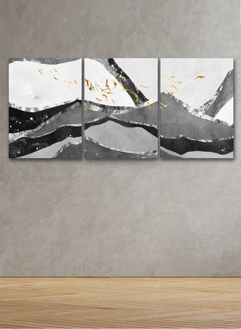 ماركتنا طقم من ثلاث لوحات كانفس على إطار خشبي بتصميم تجريدي - Image 1