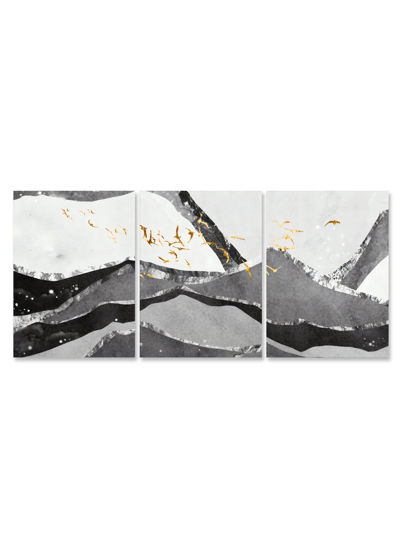 ماركتنا طقم من ثلاث لوحات كانفس على إطار خشبي بتصميم تجريدي - Image 2