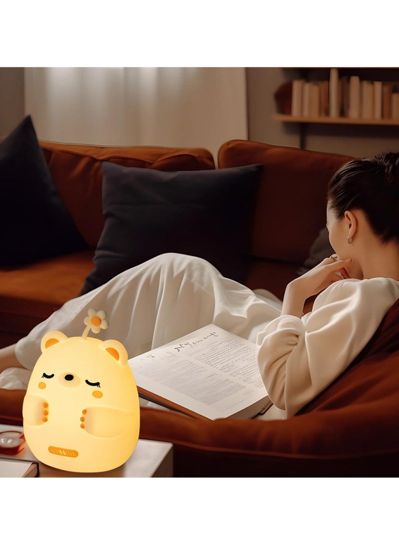 SYOSI مصباح الدب، مصابيح دب لطيفة متوهجة سحرية من السيليكون، ضوء دب ليلي قابل لإعادة الشحن عبر USB، إضاءة دب لغرفة الأطفال كهدية عيد ميلاد، مصباح كاواي بجانب السرير، غرفة الأطفال، غرفة المعيشة وغرفة النوم - Image 5