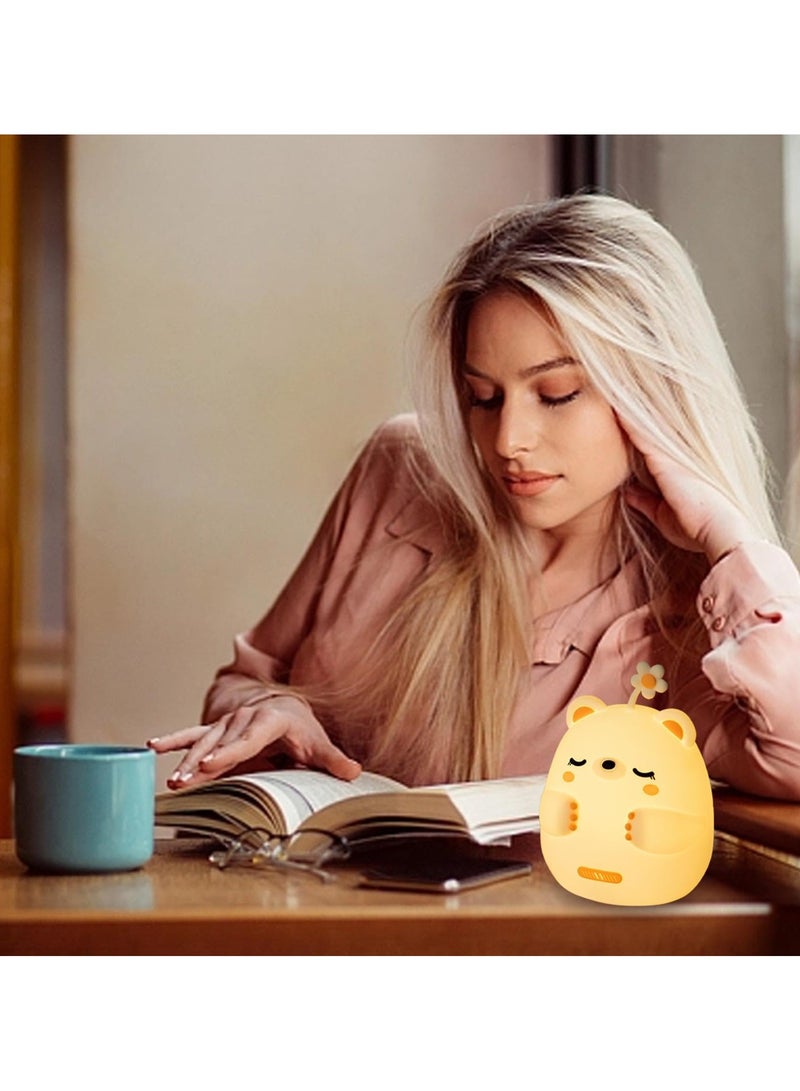 SYOSI مصباح الدب، مصابيح دب لطيفة متوهجة سحرية من السيليكون، ضوء دب ليلي قابل لإعادة الشحن عبر USB، إضاءة دب لغرفة الأطفال كهدية عيد ميلاد، مصباح كاواي بجانب السرير، غرفة الأطفال، غرفة المعيشة وغرفة النوم - Image 4