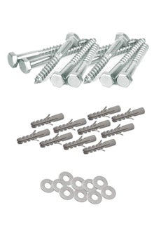 Duravel Duravel 10 Pcs Galvanized (G.I) Hex Head Coach Screws with Washer & Plug Wood Working for Holding Together Heavy Timber & Concrete Working (6mm, Length 1-1/2 inch)  - Image 1
