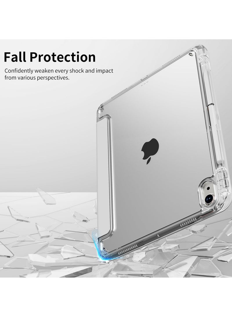 لـ iPad Air 11 بوصة (2024 6th M2 / 2025 7th M3) / iPad Pro 11 بوصة (22/21/20/18) / iPad Air 10.9 بوصة (2020 4th / 2022 5th) غطاء القضية ، تصميم ثلاثي الطي على شكل Y ، زاوية متعددة ، غطاء اللوح الجلدي ، إيقاظ / نوم تلقائي ، رمادي - Image 2