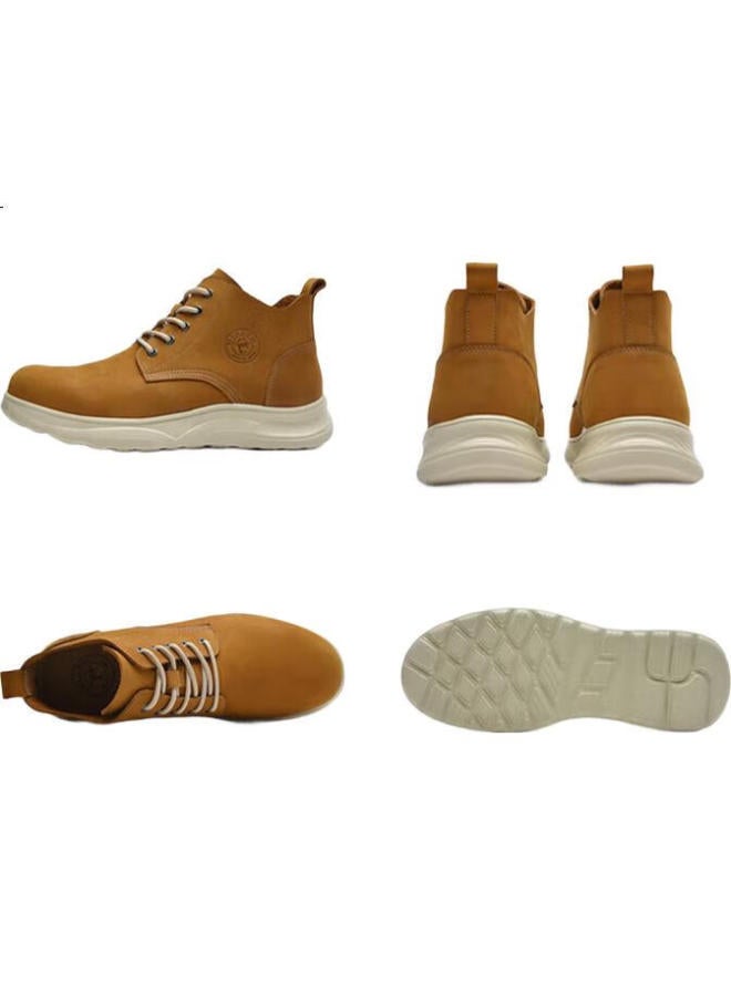 Mellen British Style Retro Fashion Men'S Mid-Top Leather Boots Thick-Soled Myd67691 Yellow Brown Size 42 - Image 2