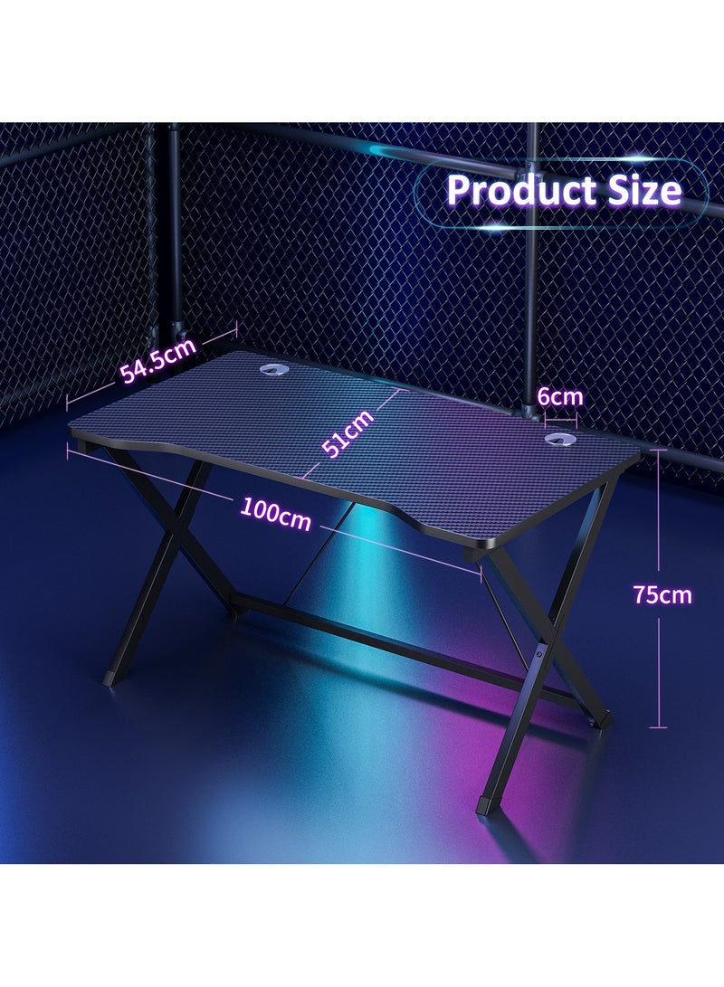 Lafulaifu Ergonomic Gaming Table, Computer Desk 54.5cm Wide, Home Office Desk with Cable Management, Carbon Fiber PC Gamer Workstation for Small Space  - Image 2