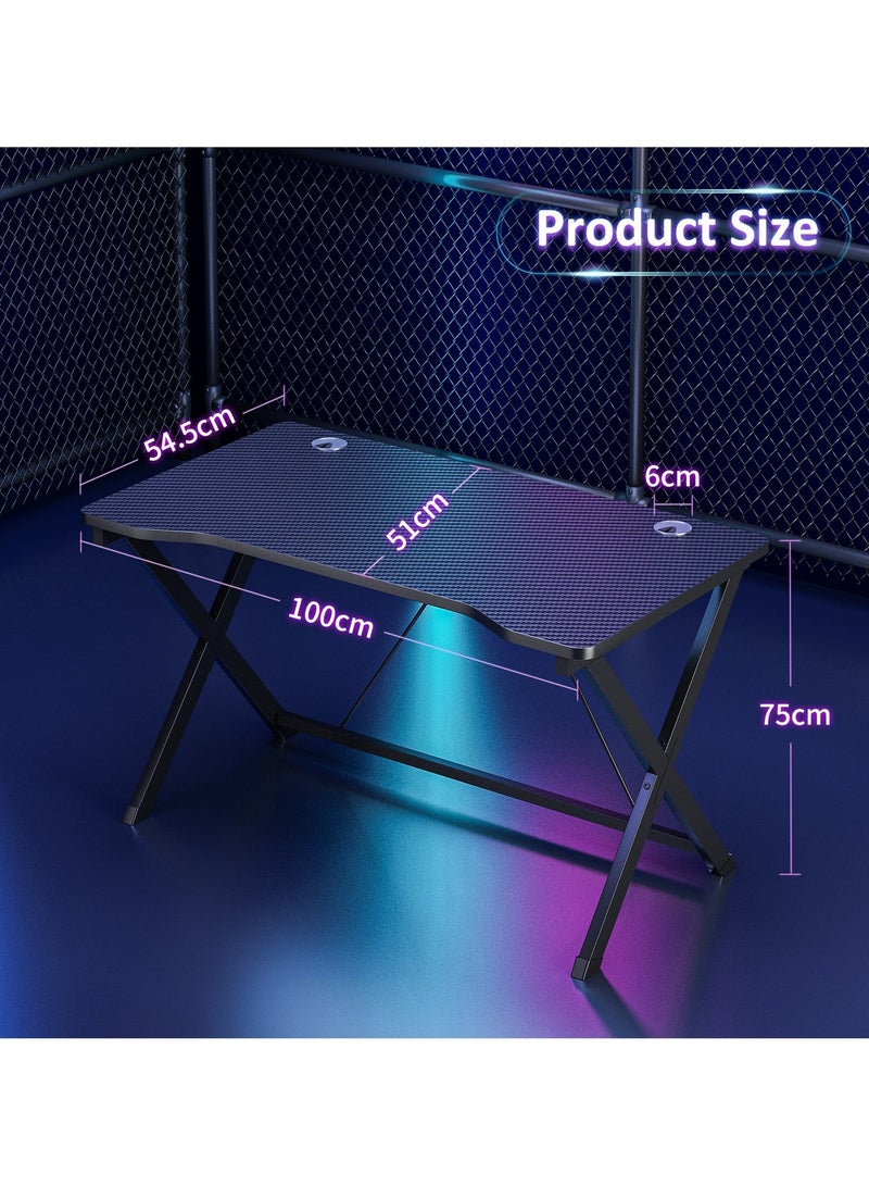 Lafulaifu طاولة ألعاب مريحة، مكتب كمبيوتر بعرض 54.5 سم، مكتب منزلي مع إدارة كابلات، محطة عمل ألعاب كمبيوتر من ألياف الكربون للمساحات الصغيرة - Image 2