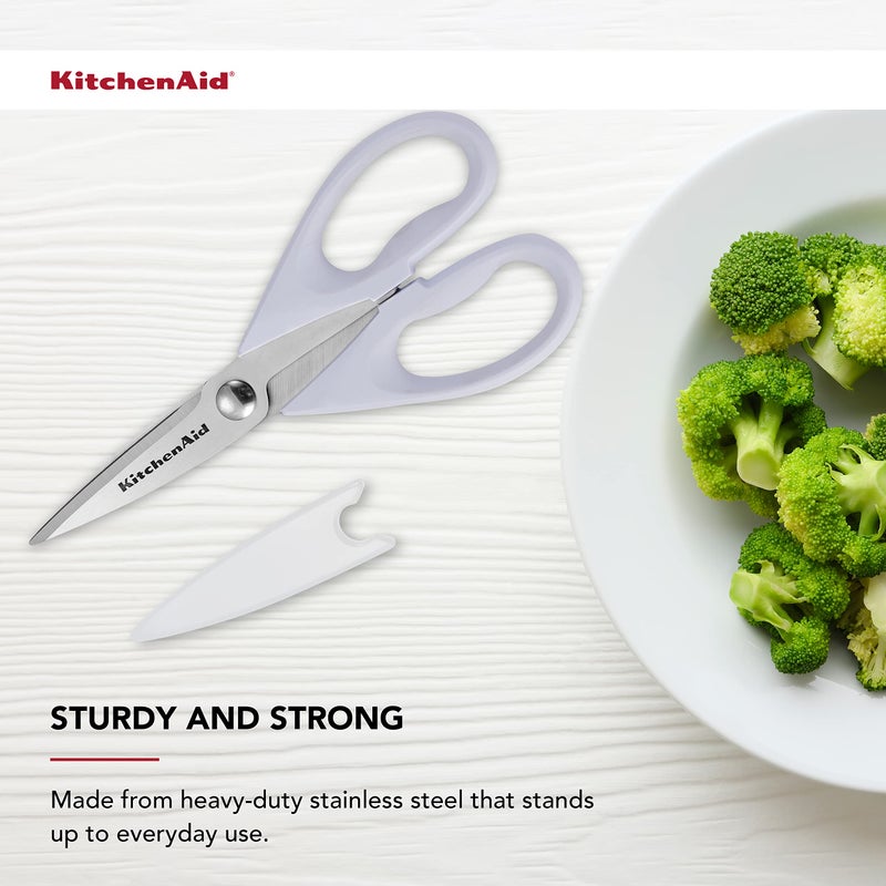 KitchenAid All Purpose Kitchen Shears with Protective Sheath Durable Stainless Steel Scissors, Dishwasher Safe, Soft Grip Comfort Handle, 8.72 Inch, Lavendar Cream - Image 5