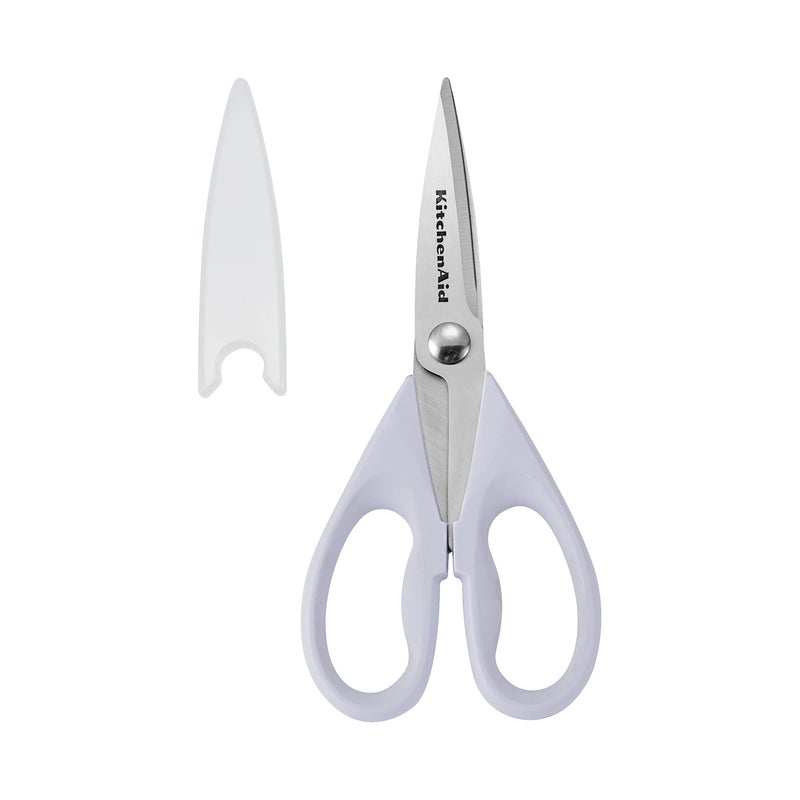 KitchenAid All Purpose Kitchen Shears with Protective Sheath Durable Stainless Steel Scissors, Dishwasher Safe, Soft Grip Comfort Handle, 8.72 Inch, Lavendar Cream - Image 1
