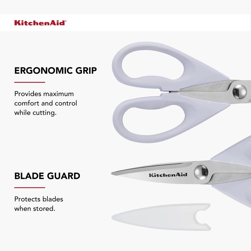 KitchenAid All Purpose Kitchen Shears with Protective Sheath Durable Stainless Steel Scissors, Dishwasher Safe, Soft Grip Comfort Handle, 8.72 Inch, Lavendar Cream - Image 4
