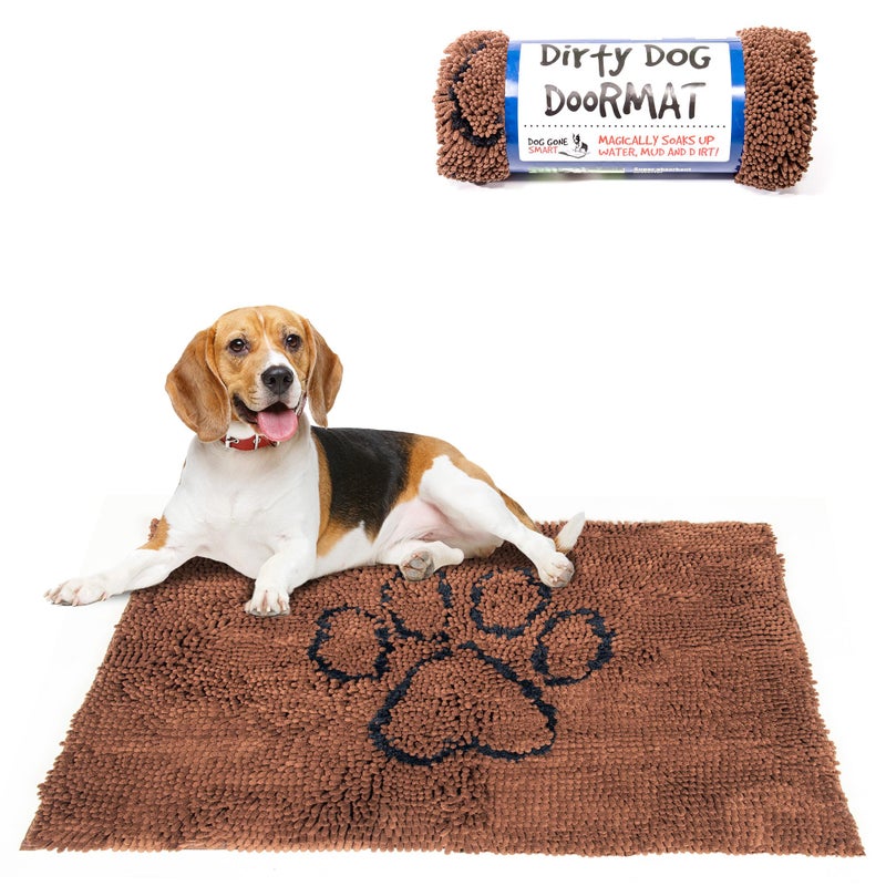 Dog Gone Smart Dirty Dog Doormat Fast Drying Rug with Super Gripper Backing for Clean Floors Super Absorbent and Machine Washable Mat for Muddy Paws Brown