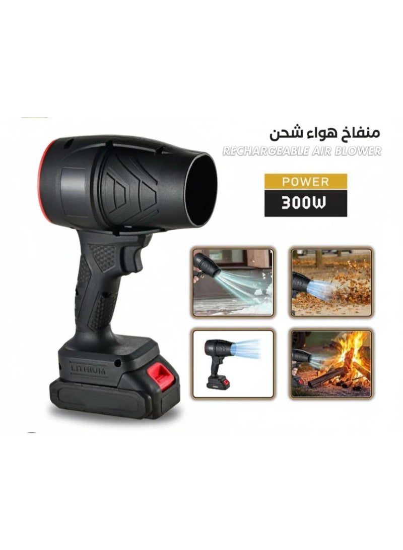 300W Cordless Rechargeable Air Blower with Lithium Battery - High Power Portable Air Duster for Car Cleaning Workshop Dusting Leaf Blowing and Outdoor Activities - Image 3