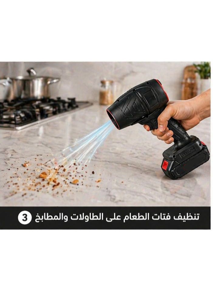 300W Cordless Rechargeable Air Blower with Lithium Battery - High Power Portable Air Duster for Car Cleaning Workshop Dusting Leaf Blowing and Outdoor Activities - Image 2