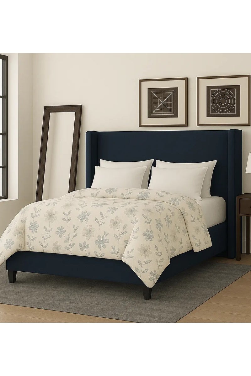 ASGHAR FURNITURE Syla Wingback Queen Bed with Free Mattress(160x200) 