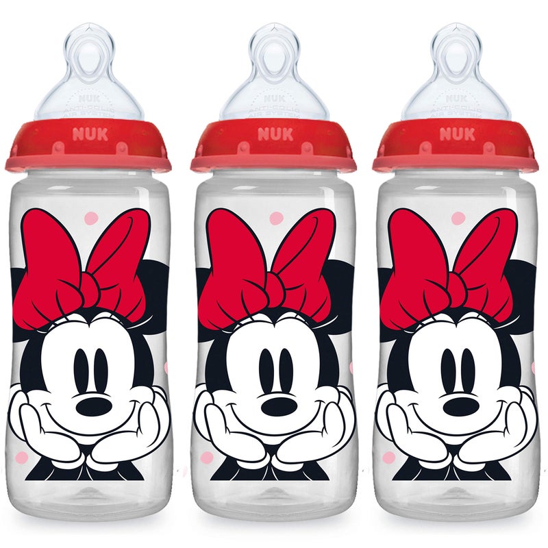 NUK Smooth Flow Anti Colic Disney Baby Bottle, Minnie Mouse, 10oz (Pack of 3) - Image 1