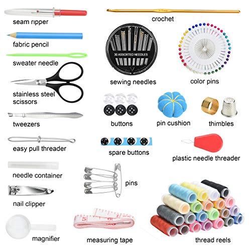 Marcoon Sewing KIT, DIY Sewing Supplies with Sewing Accessories, Portable Mini Sewing Kit for Beginner, Traveller and Emergency Clothing Fixes, with Premium Black Carrying Case (B) - Image 2