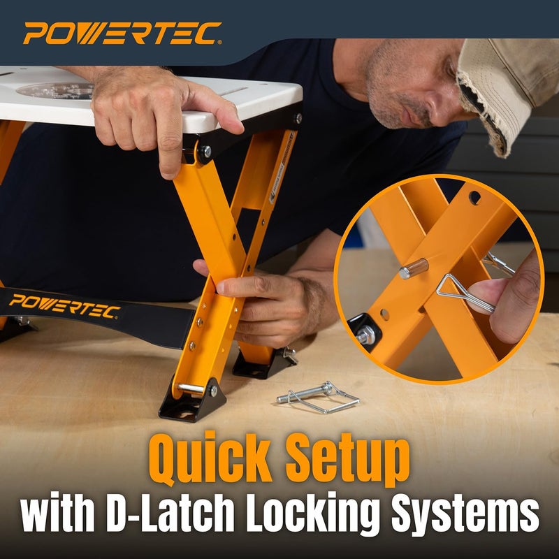 POWERTEC طاولة توصيل قابلة للطي - قاعدة محطة عمل قابلة للتعديل للارتفاع لطاولات توصيل 11-1/2" × 15-1/2"، جاهزة للتعليق على الحائط، تشمل دليل التركيب والأدوات اللازمة (UT1013) - Image 5