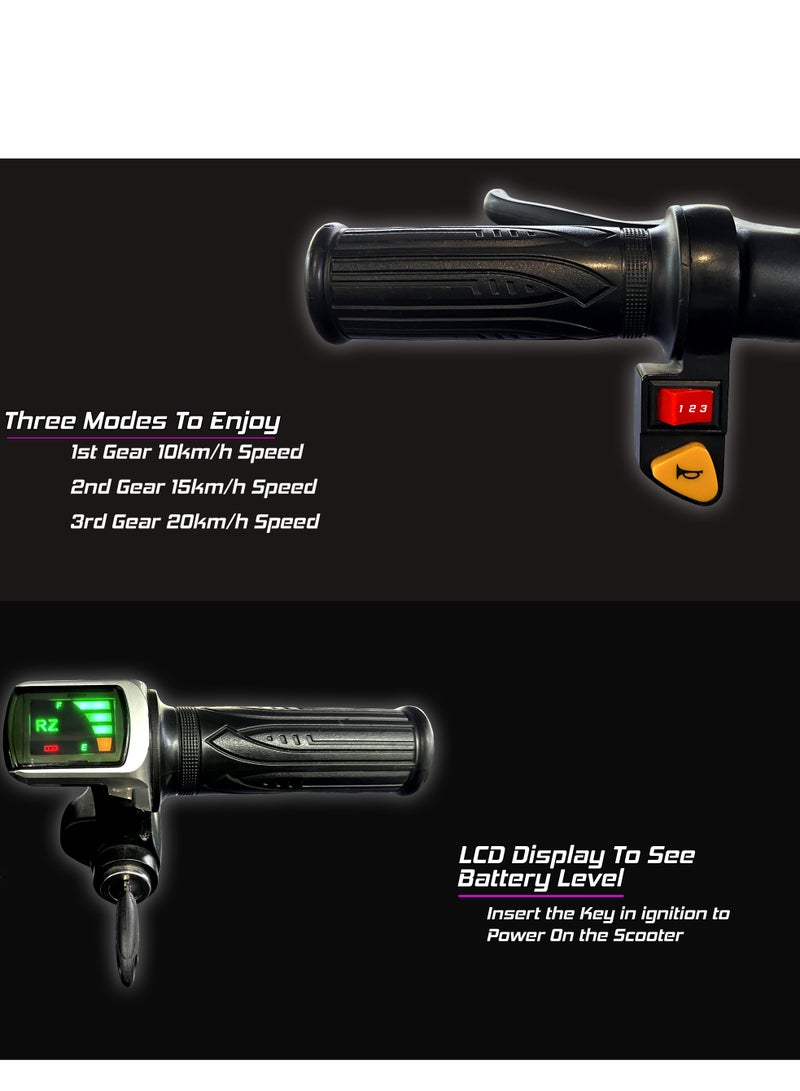 MYTOYS 36V Drifting Scooter 3 Wheel Electric Scooter - 3 Driving Modes- Bluetooth- Speaker- Lights - Shock Absorber Safety Gears Speed Up To 20KM/h - Image 3