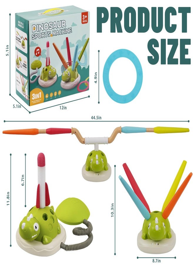 ISMETACU 3-in-1 Dinosaur Rocket Launcher, Ring Toss & Musical Jumping Toy for Kids Aged 3-8 , Remote Control Outdoor & Indoor Toys for Boys and Girls , Birthday Gift for Boys & Girls Ages 4-8 - Image 2