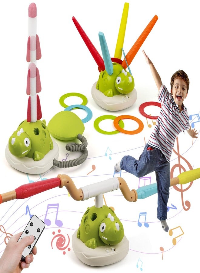 ISMETACU 3-in-1 Dinosaur Rocket Launcher, Ring Toss & Musical Jumping Toy for Kids Aged 3-8 , Remote Control Outdoor & Indoor Toys for Boys and Girls , Birthday Gift for Boys & Girls Ages 4-8 - Image 1