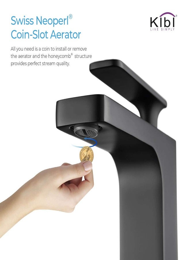 كيبي حنفية حوض حمام KIBI Infinity بمقبض واحد | حنفية حمام من النحاس الصلب بفوهة عالية القوس لتدفق مياه سلس | مزودة بخرطوم مياه لسهولة التركيب (أسود غير لامع، KBF1006) - Image 4