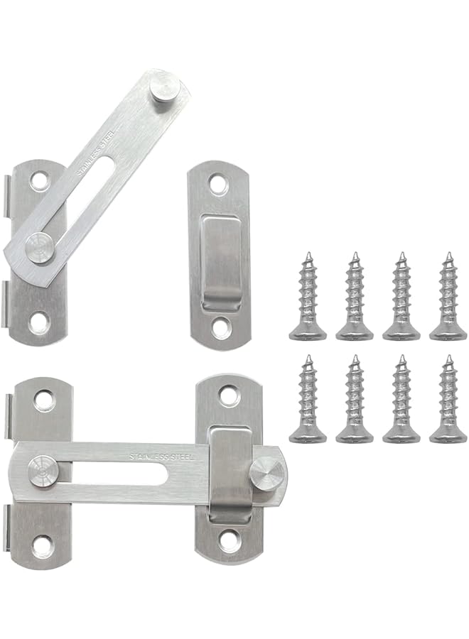 promass 2pcs Stainless Steel Gate Latches Barn Door Lock,Flip Lock Latch, Suitable for Door and Window Slide Lock Barn Door(Silvery) - Image 1