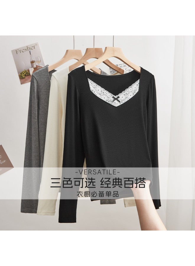 Your Sun Lace Long Sleeve T-Shirt Women'S Inner Wear Autumn High-End Slim Fit Base Layer Top Women'S Shirt - Image 5