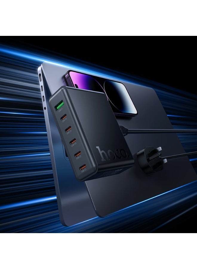 hoco. C152B GaN 70W 6-in-1 Fast Charger | USB-A + USB-C Multi-Port Desktop Charger | Intelligent Balance | UK Plug | 1.8m Cable | 1 Year Warranty - Image 5