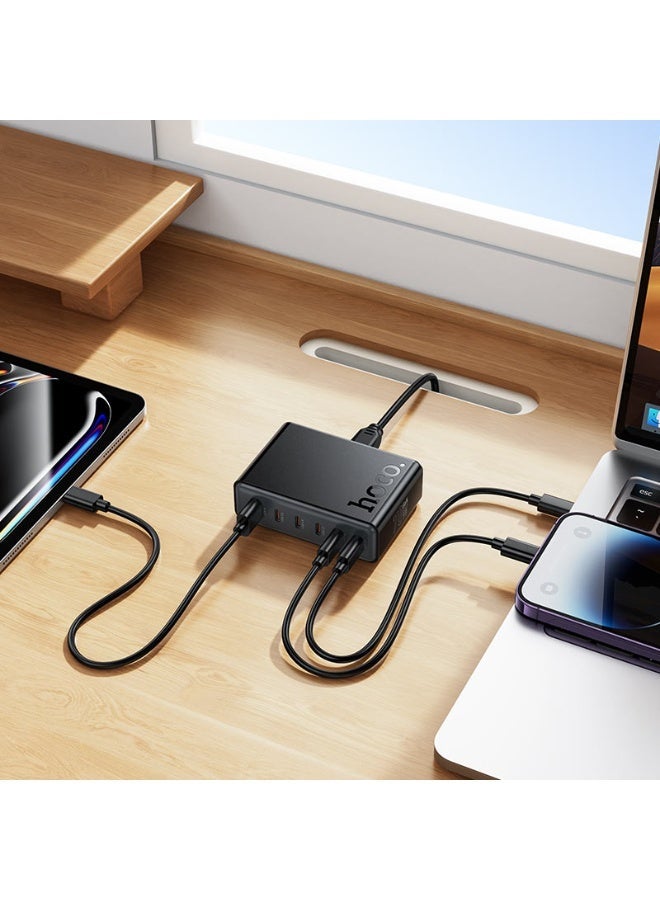 hoco. C152B GaN 70W 6-in-1 Fast Charger | USB-A + USB-C Multi-Port Desktop Charger | Intelligent Balance | UK Plug | 1.8m Cable | 1 Year Warranty - Image 2
