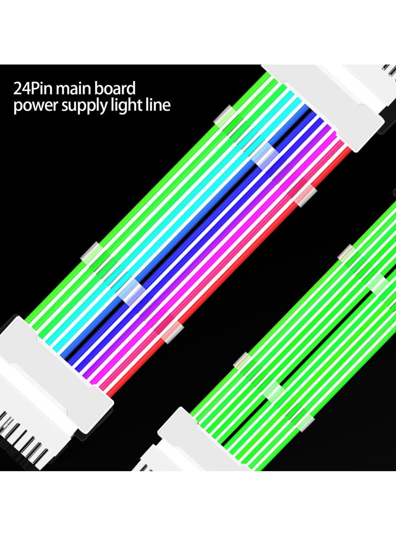 مجموعة كابلات طاقة RGB لبطاقات الأم، كابل تمديد ATX 24 دبوس/2x8 دبوس/3x8 دبوس، مكونات داخلية للكمبيوتر (أبيض) - Image 5