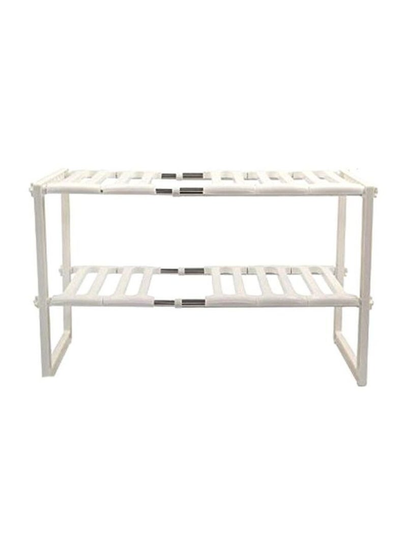 BLOOMING TIME Under Sink Organizer, 2 Tier Adjustable & Expandable Under Sink Shelf Storage Rack Cabinet Kitchen Storage Shoe Rack for Kitchen, Bathroom and Garden - Image 1