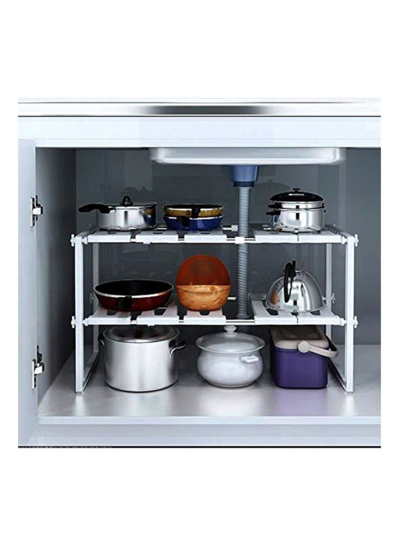 BLOOMING TIME Under Sink Organizer, 2 Tier Adjustable & Expandable Under Sink Shelf Storage Rack Cabinet Kitchen Storage Shoe Rack for Kitchen, Bathroom and Garden - Image 2