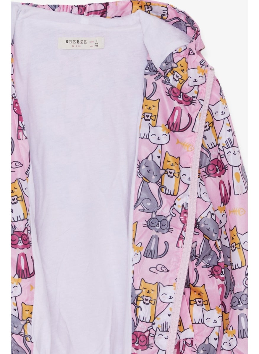 Breeze Girl Raincoat Cute Cat Patterned Powder (1-3 Years)  - Image 4