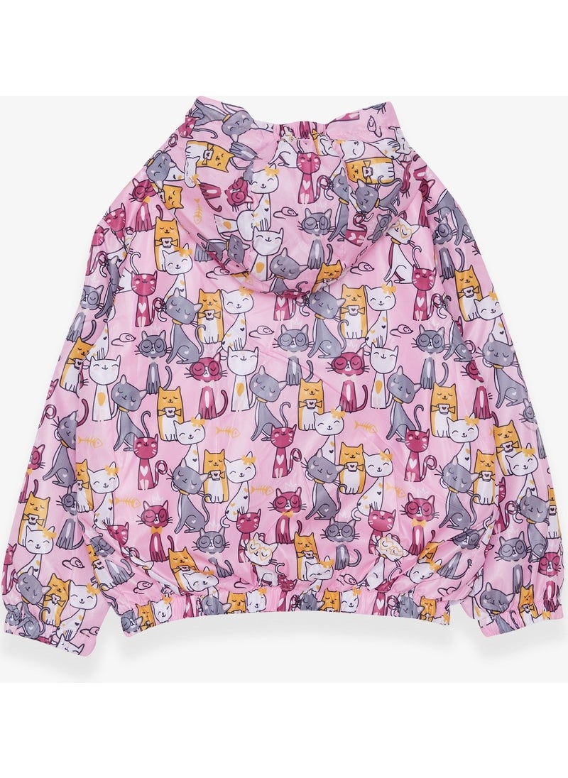 Breeze Girl Raincoat Cute Cat Patterned Powder (1-3 Years)  - Image 2