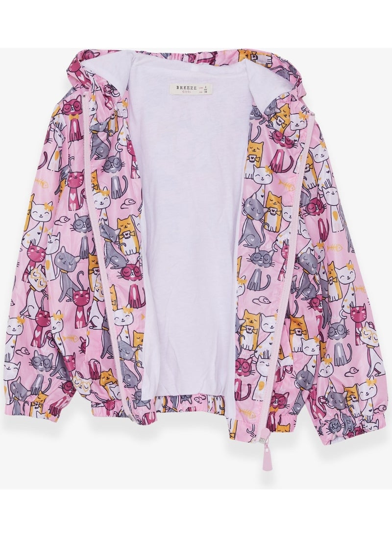 Breeze Girl Raincoat Cute Cat Patterned Powder (1-3 Years)  - Image 3