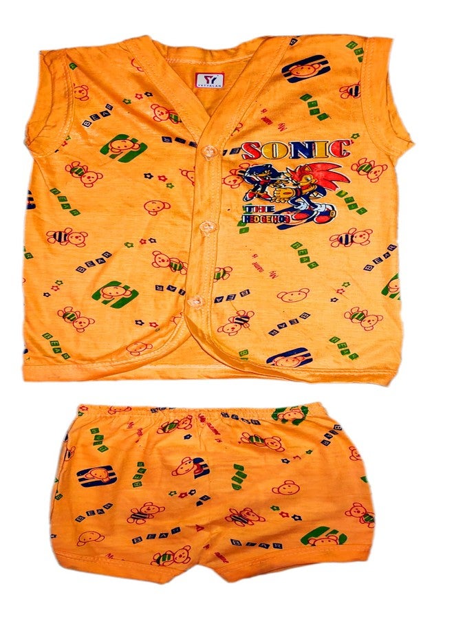 YETTALAN® Baby Unisex Cotton Cool 5 Shirts & Matching Shorts Set | 100% Soft Cotton for Infants & Toddlers | Multicolour Combo Pack (0 Months-6 Month) - Image 3