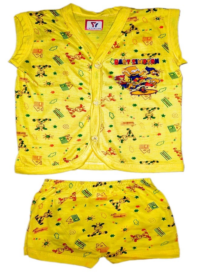 YETTALAN® Baby Unisex Cotton Cool 5 Shirts & Matching Shorts Set | 100% Soft Cotton for Infants & Toddlers | Multicolour Combo Pack (0 Months-6 Month) - Image 5