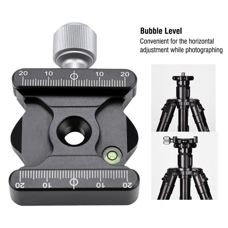 Camera Mount Adapter: Aluminum Alloy Quick Release Plate Clamp - CNC Processed Anodic Oxidation Surface Built-in Bubble Level for Professional Photographers Tripod PTZ Setup - Image 3