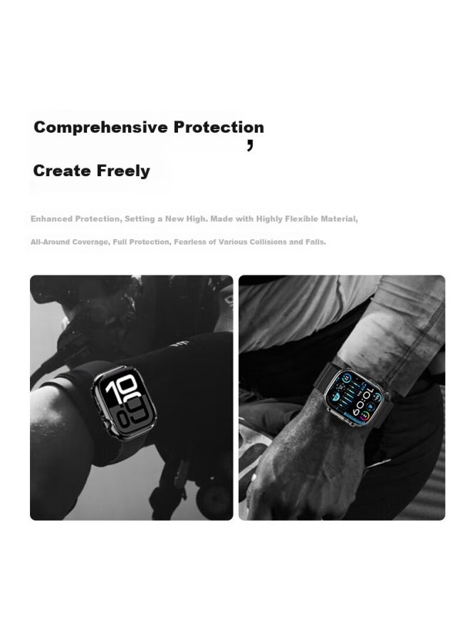 WP W&p Apple Watch Protective Case For Apple Watch Series 10, Shockproof Hollow Crystal Clear Case With Four Corner Protection - Black - Image 5