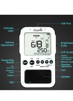 Excefore Electronic Digital Metronom with USB Cable, Universal Digital Metronome, Metronome with Timer, Volume Adjustable, Suitable for Piano, Guitar, Flute, Violin (White)  - Image 3